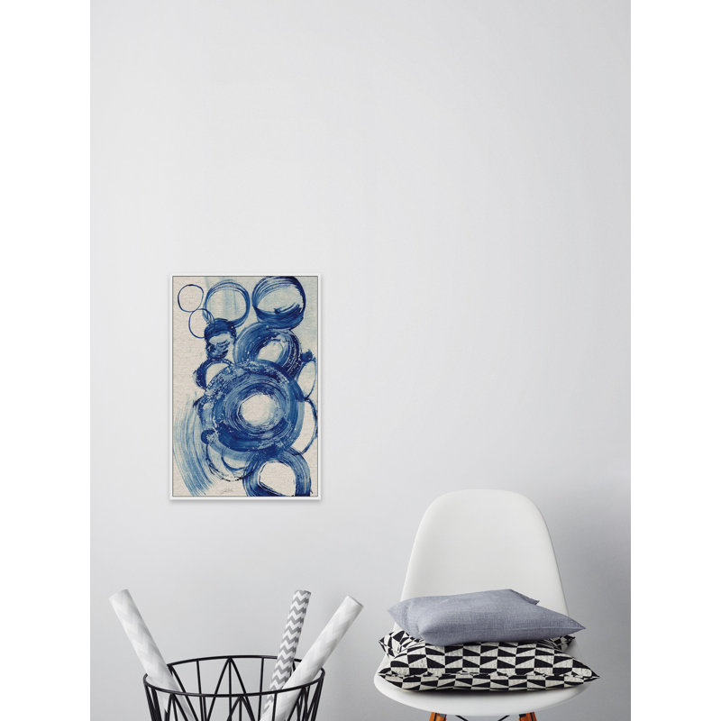 Reproduction d’art sur toile peinte à cercles bleus III, H 18 po x l 12 po x P 3,5 po