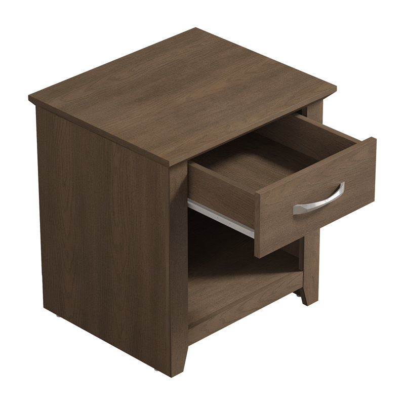 Astrid Transitional 20"H Nightstand With Open Shelf, Dark Brown Oak