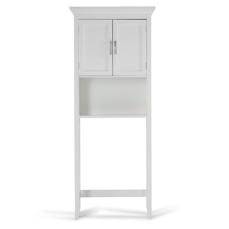 Armoire de rangement transitionnelle pour salle de bain à double porte avec tablette ouverte Avington, Blanc pur