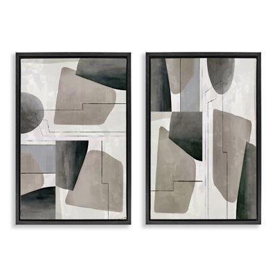 Ensemble de cadres flottants 2 pièces Earthy Geometric Shapes, design by cartissi