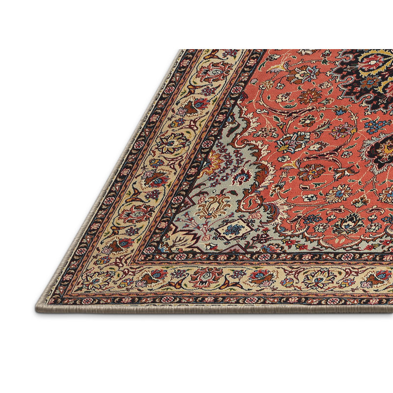 Rouge Dillion/noir/brun Tapis décoratif, Rectangle 7 pi x 9 pi