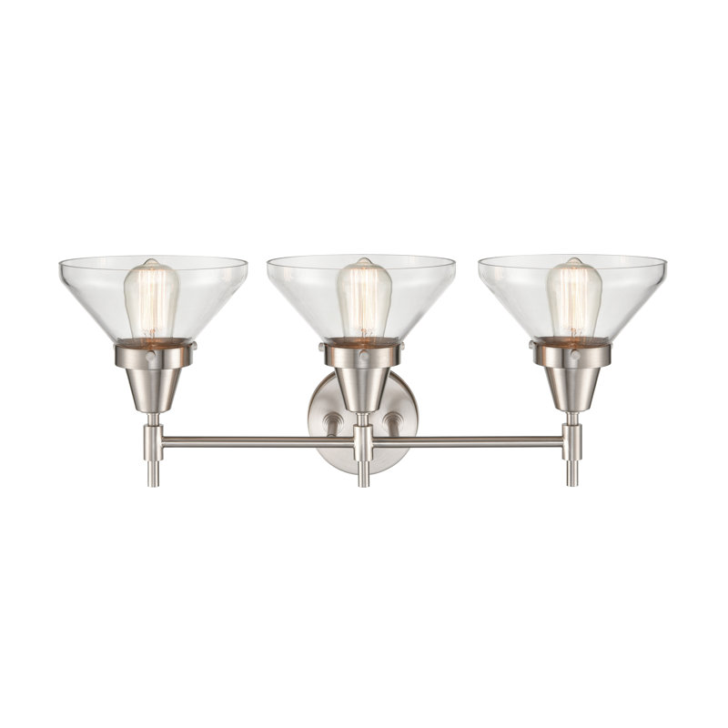 Gayle 3 - Light Dimmable Vanity Light, Clear, Satin Nickel, 4 Watt Vintage LED Bulb
