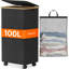 Panier à linge de 100 L avec roues, grand panier à linge roulant avec couvercle, panier à linge pliable en bambou avec poignées et sac amovible pour salle de bain-109043809