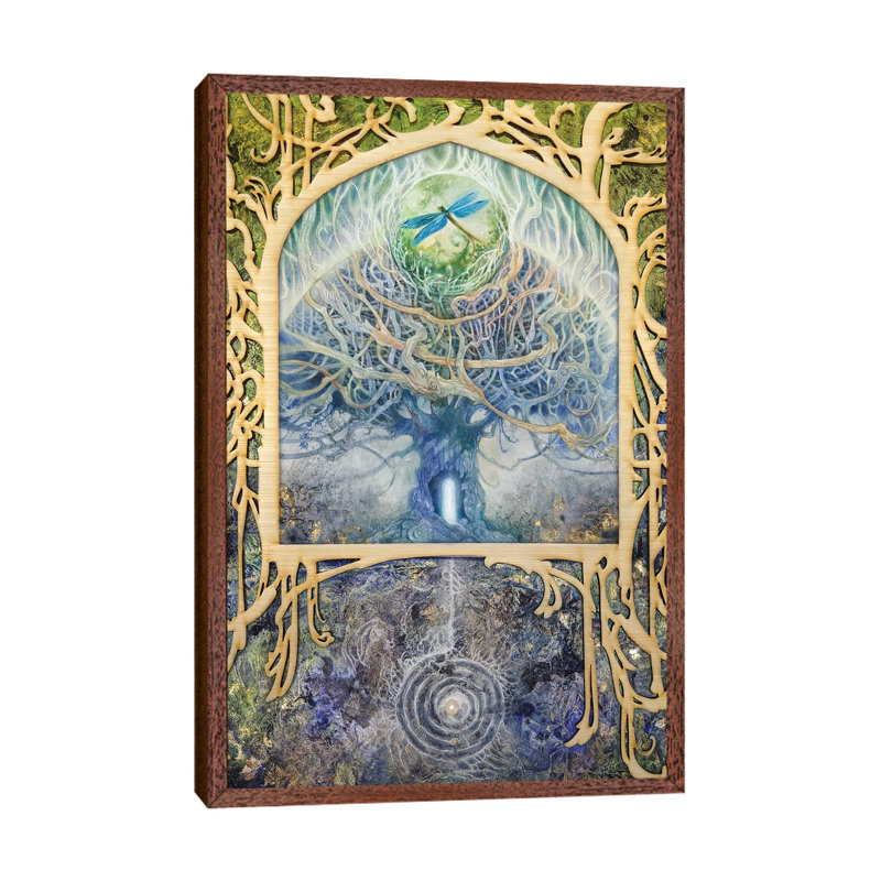 Verdant Peek I by Stephanie Law - Print on Canvas, 66.04cm H x 45.72cm W x 3.81cm D, Classic Brown Wood Floater Framed