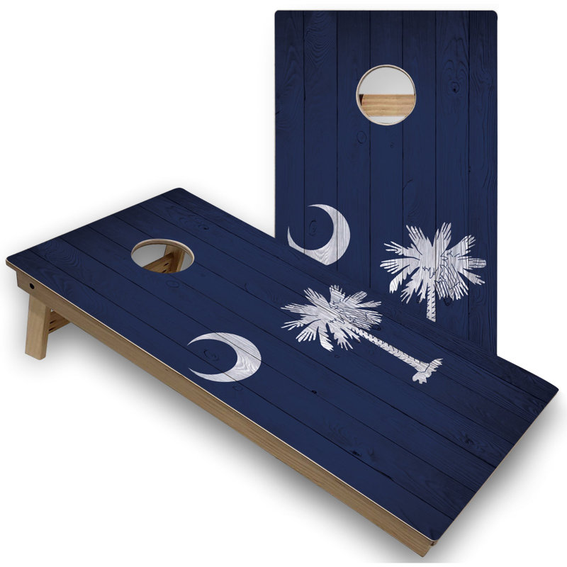 Planches de cornhole 2 'x 4' avec lumières DEL, Drapeau de la Caroline du Sud