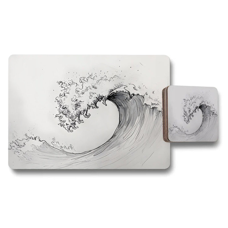 Leopard On Floral Velvet Collection Placemat And Coaster Set With Wood Base Exclusive 12 Piece
