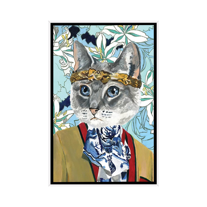 « Cat » par Heather Perry-imprimé, Pas de tapis, H 40 po x l 26 po x P 1,5 po, Toile blanche encadrée