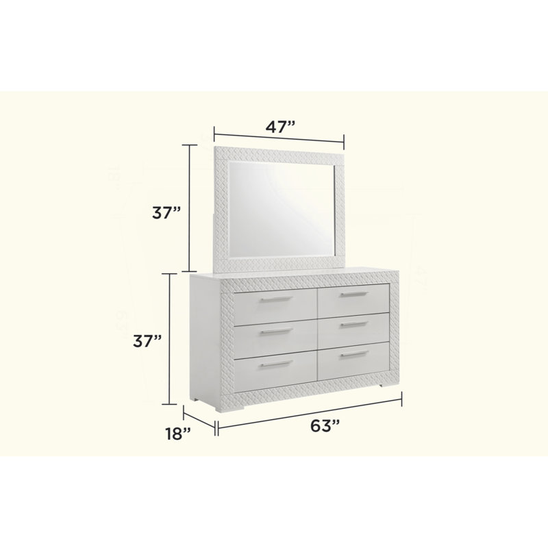 Miroir de style moderne en bois blanc