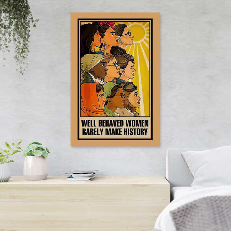Mesdames au soleil - Les femmes bien éduquées font rarement l'histoire - 1 pièce, impression d'art graphique rectangulaire sur toile tendue