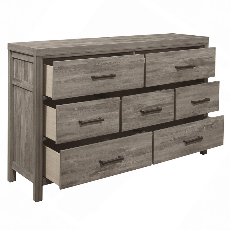 Commode à tiroirs, commode de chambre à coucher de style rustique à 7 tiroirs en mélamine laminée de qualité supérieure patinée