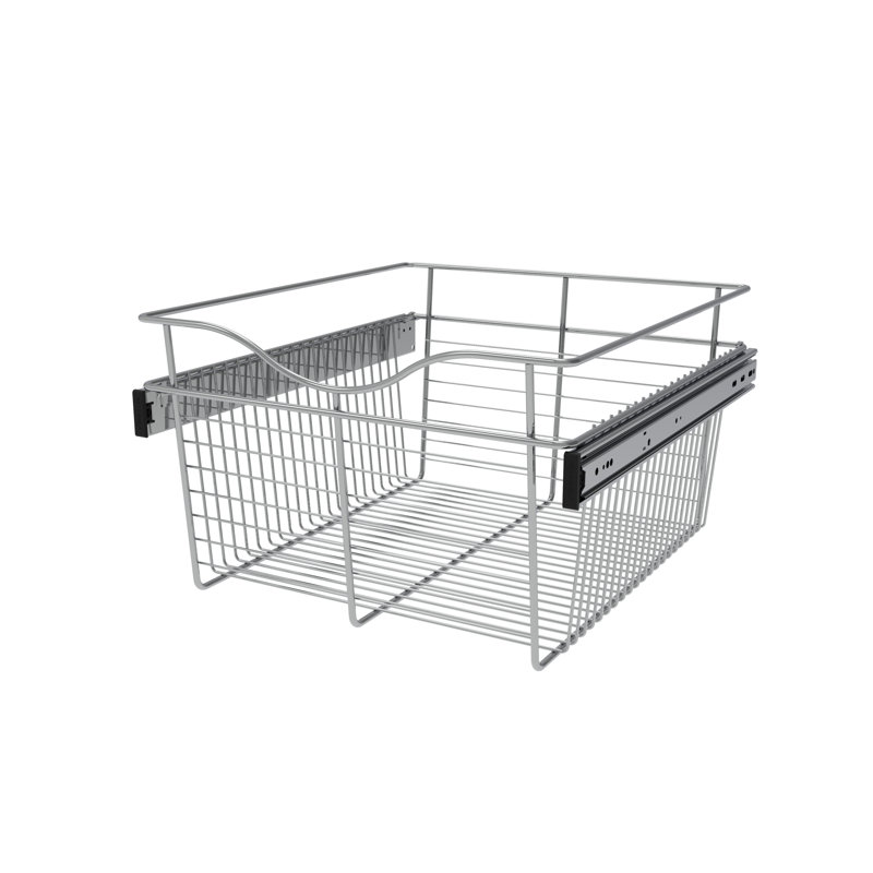 18" W Closet Basket for Custom Closet Systems, Chrome, 11" H x 18" W x 20" D