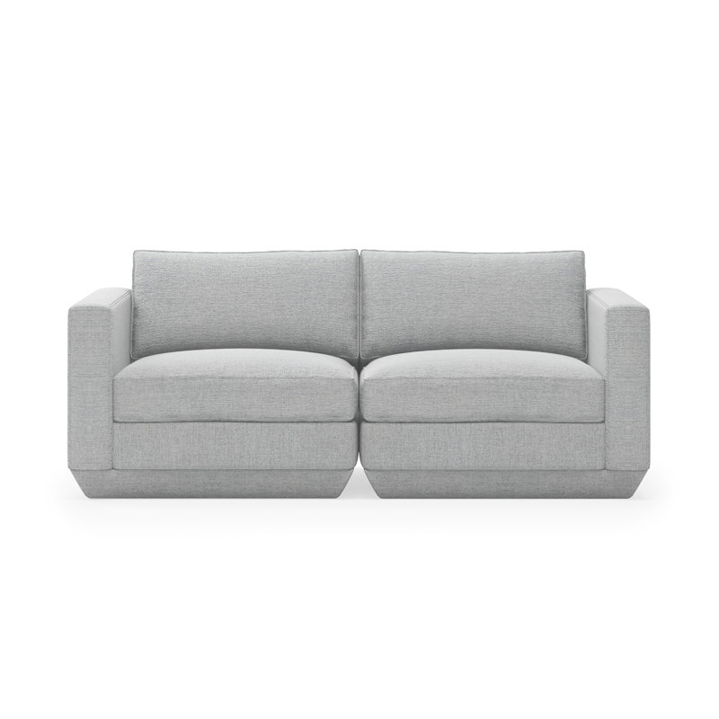 Canapé modulaire 2 pièces Podium, Sergé de performance argent Bayview