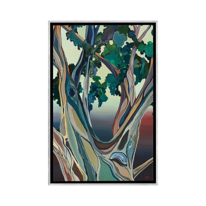 Grand arbre à Honolulu_1PC6, H 40 po x l 26 po, Encadrement argenté