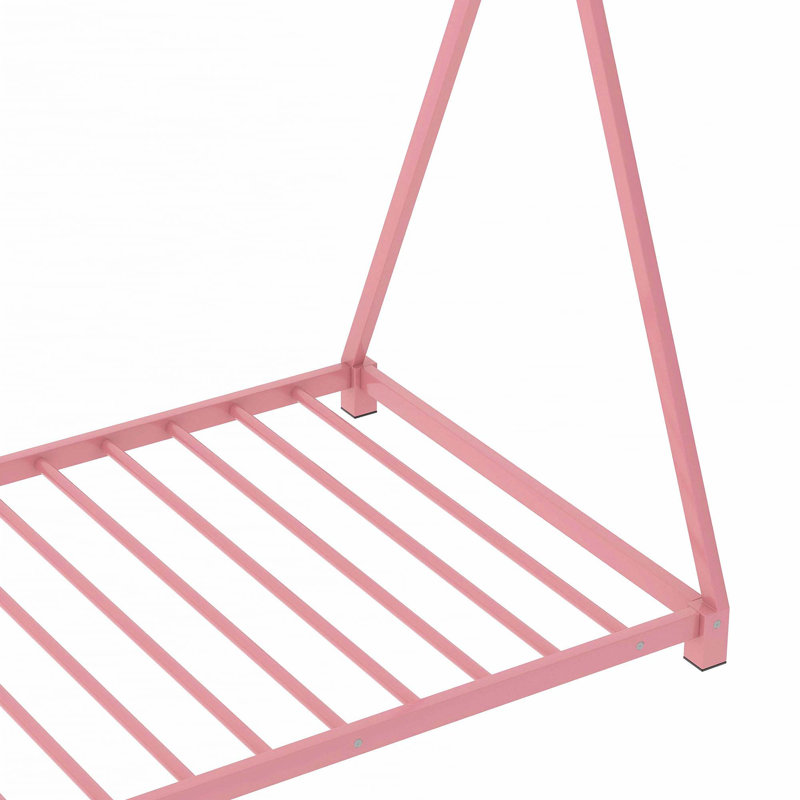 Metal House Platform Bed, Twin, Pink