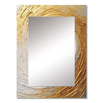 Gold Cream Infinite Swirls IV - Abstract Spirals Unique Mirror, Gold Large Wall Mirror, Printed Metal Art
