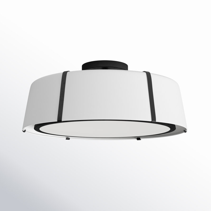 Plafonnier semi-encastré 24 po à 6 lumières Marietta, Noir mat