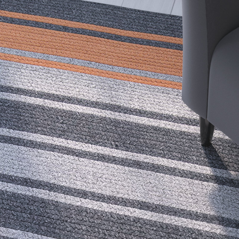 Tapis réversible en mélange de laine Caitlin - gris anthracite / orange, 9 pi x 12 pi