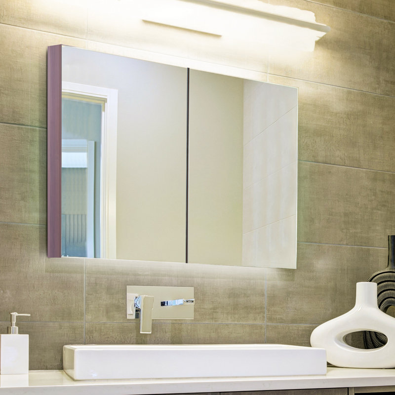 Isaura 63mm W 600mm H Surface Frameless Medicine Cabinet Mirror 3