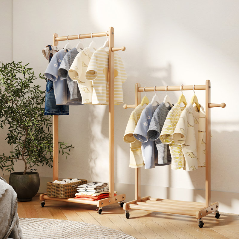 Organisateur de vêtements en hêtre massif pour enfants, 47.2 inch