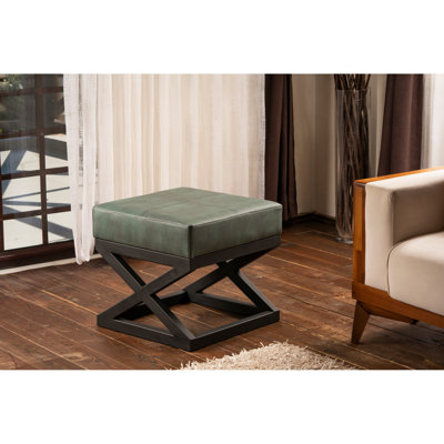 Élégant pouf vert avec structure en métal, 18,1 po x 17,3 po x 18,1 po | Tissu durable et facile à nettoyer | 32 mousses en mousse pour plus de confort | Design industriel avec pieds en métal, hauteur: 12,8 pouces