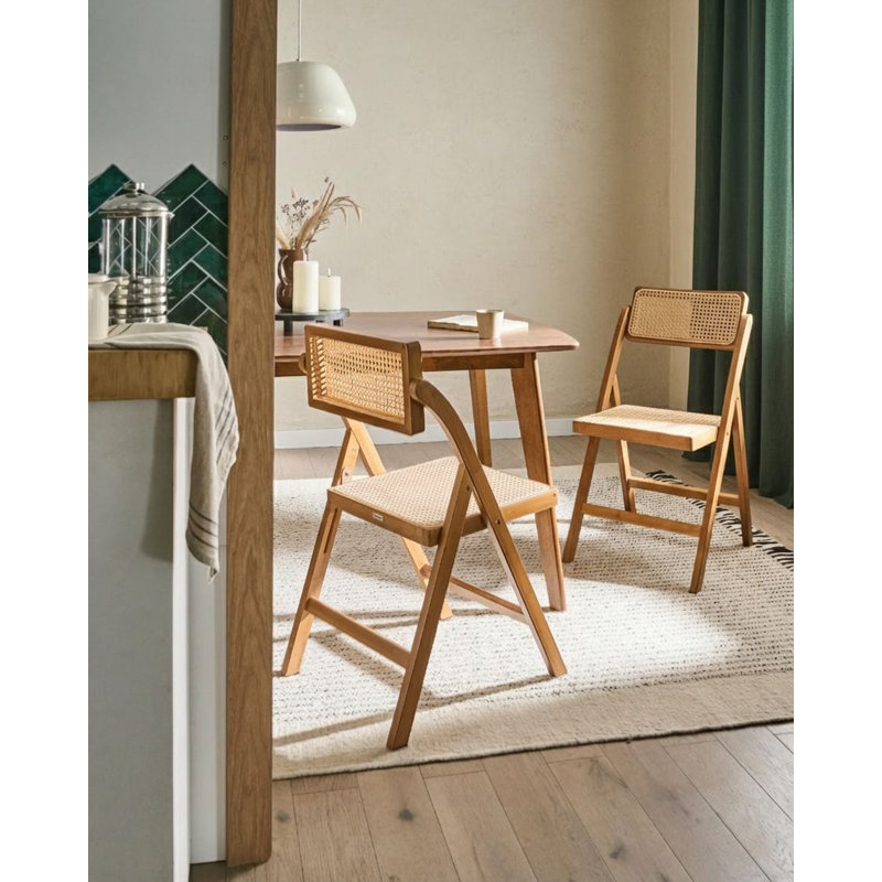 46cm H Solid Wood Folding Side Chair, Brown