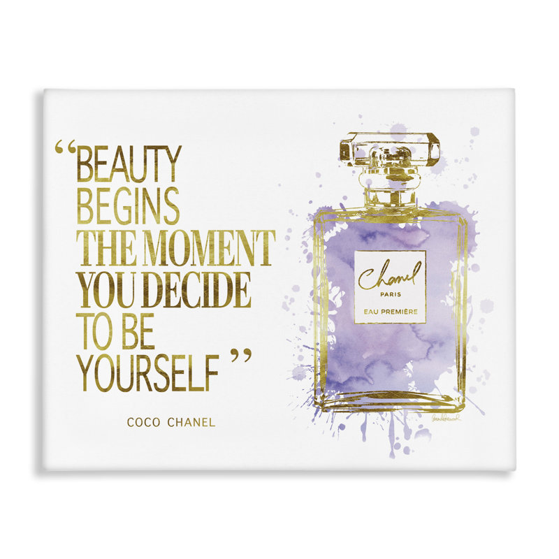 Beauty Begins Designer Quote - bouteille de parfum Glam mauve, H 24 po x l 30 po