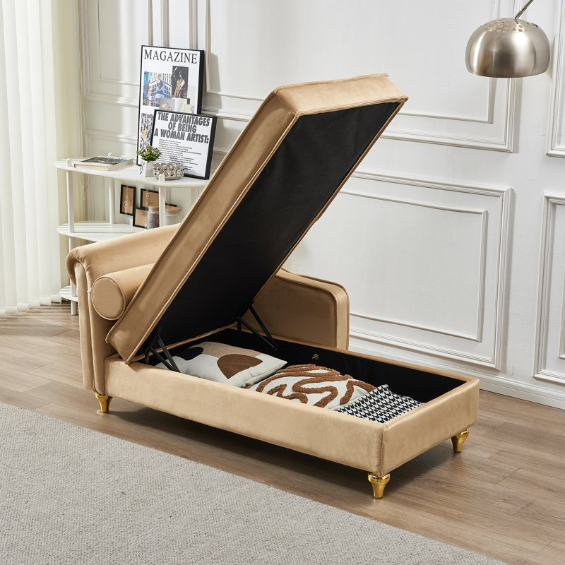Chaise longue de rangement moderne en velours doux - Profitez de votre temps libre avec une solution pratique pour améliorer votre maison