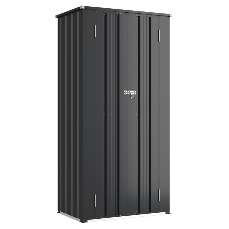 Outdoor Storage Cabinet Metal Garden Shed With 2 Adjustable Shelves 3 Layer Indoor& Outdoor Waterproof Vertical Storage Shed