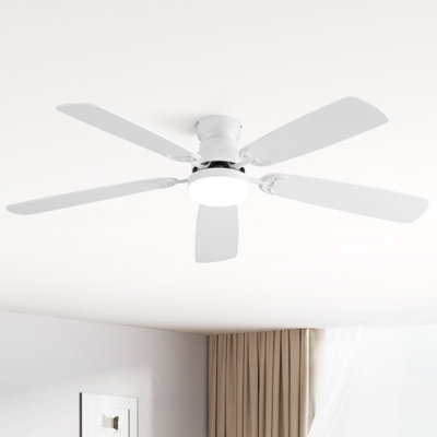 Sofucor 52 Inch Modern Ceiling Fan with 3CCT LED Lights, 5 Blade Ceiling Fan with Remote Control, Bedroom Ceiling Fan & Living Room Fan, White