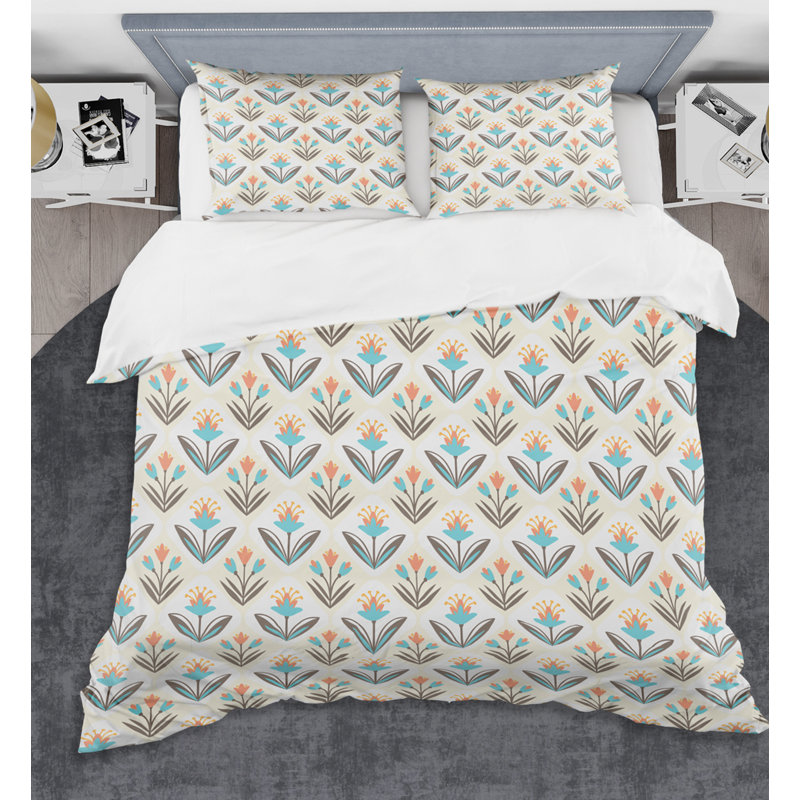 Retro Art Deco - Mid century bedding set - Modern Mid-century Bed cover set, King Duvet Cover + 2 Shams