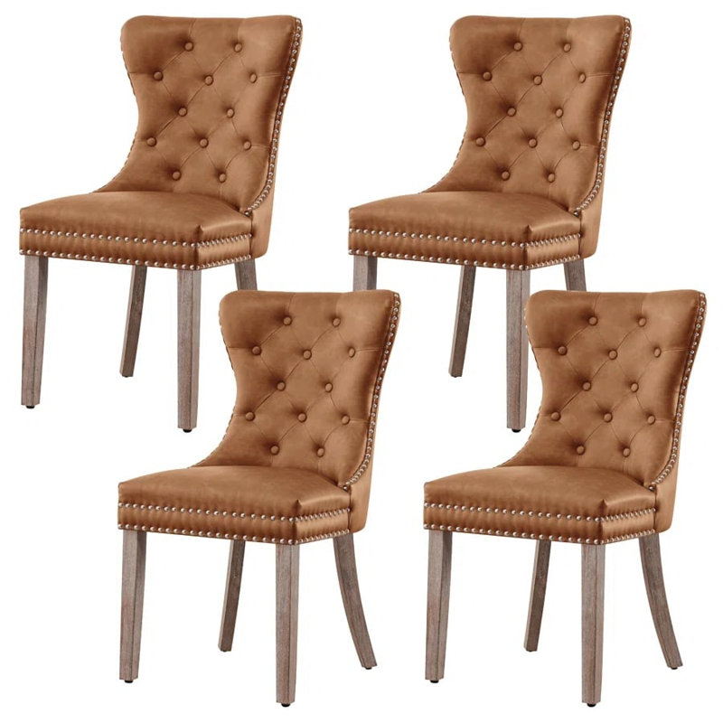 Chaise parsons rembourrée Seita, Brun / Naturel, 4