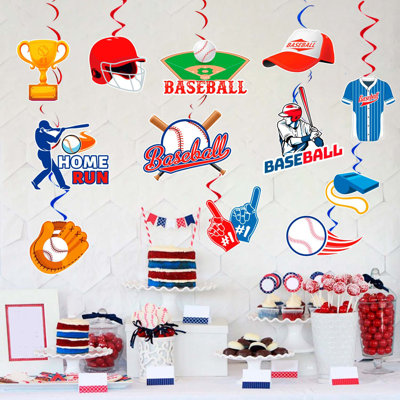 Baseball décorations de tourbillons suspendus, 33 pièces de spirales de baseball suspendues