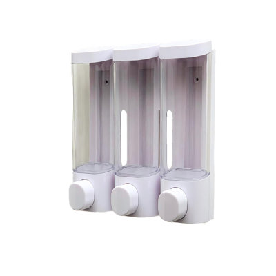 Wall Mounted Shower Soap Dispenser with Tray, Drill Free Shampoo and Conditioner Dispenser, (Transparent)