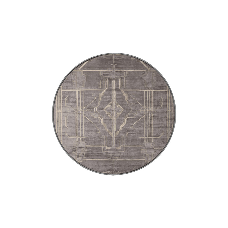 Tapis gris lavable à la machine, Rond 7 pi