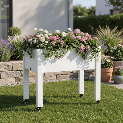 Lit de jardin surélevé pour l'extérieur en résine 28,92 "avec roues
