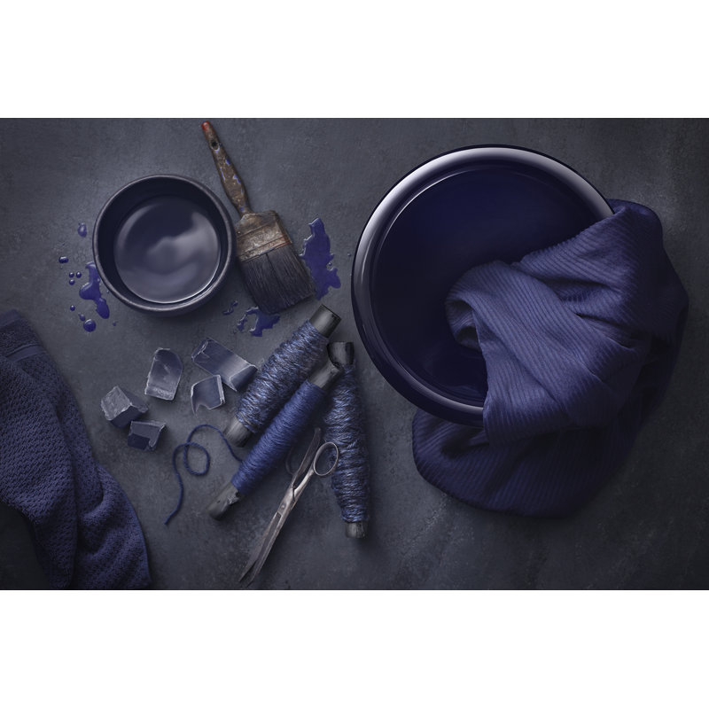 Iron Plains® Metal Circular Dual Mount Bathroom Sink with Overflow, Indigo Blue