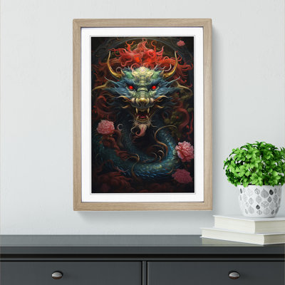 Chinese Dragon Baroque - Single Picture Frame Print on Wood