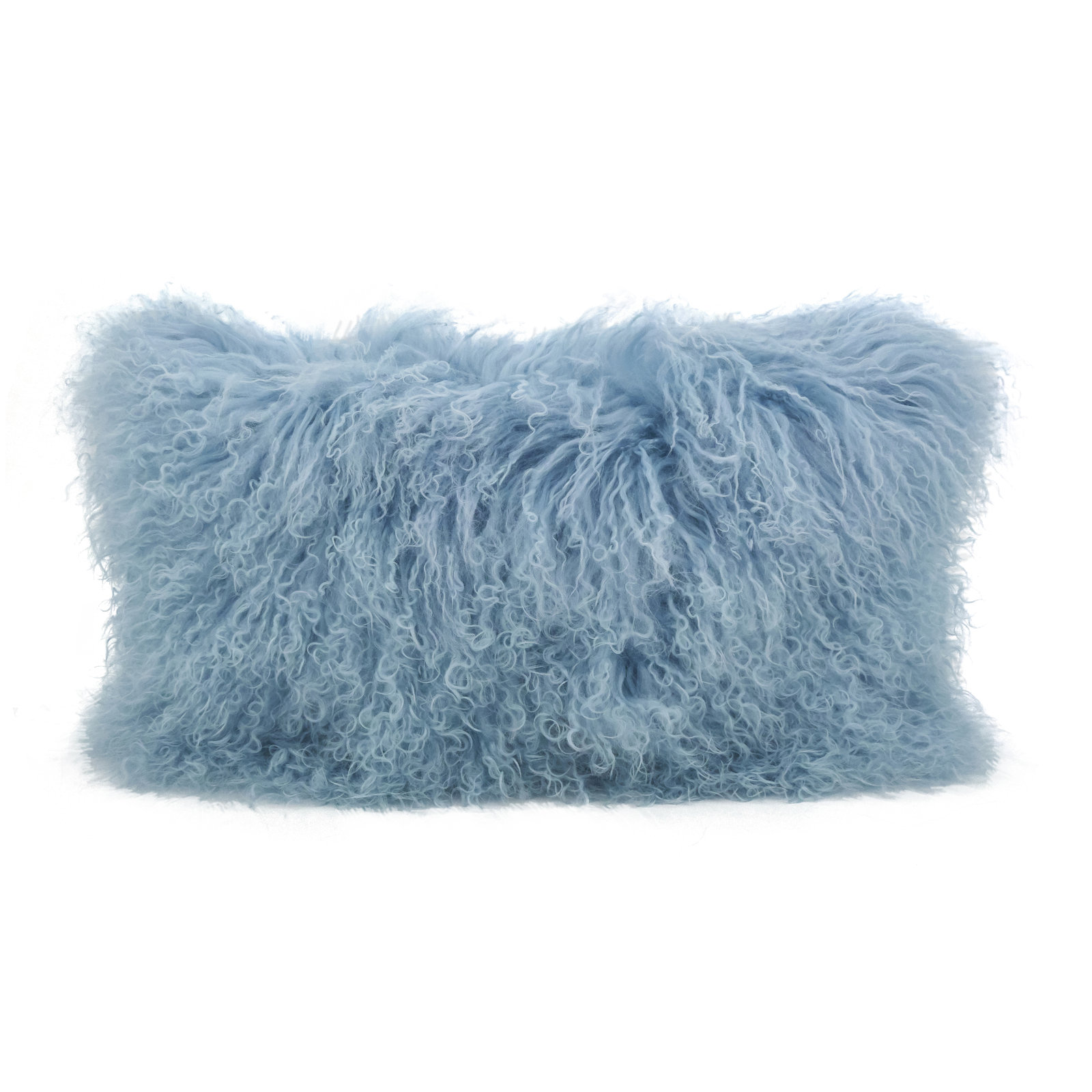 Iyana Wool Lumbar Throw Pillow, Ice Blue, 12"H x 20"W