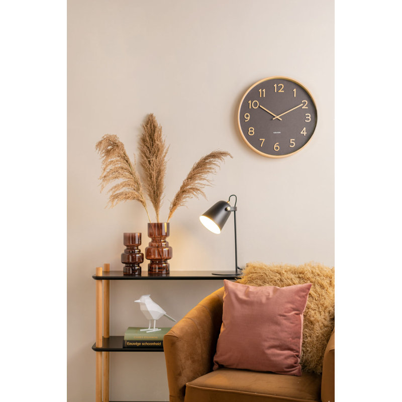 Manufactured Wood Wall Clock, Black, 40cm H x 40cm W x 4.5cm D