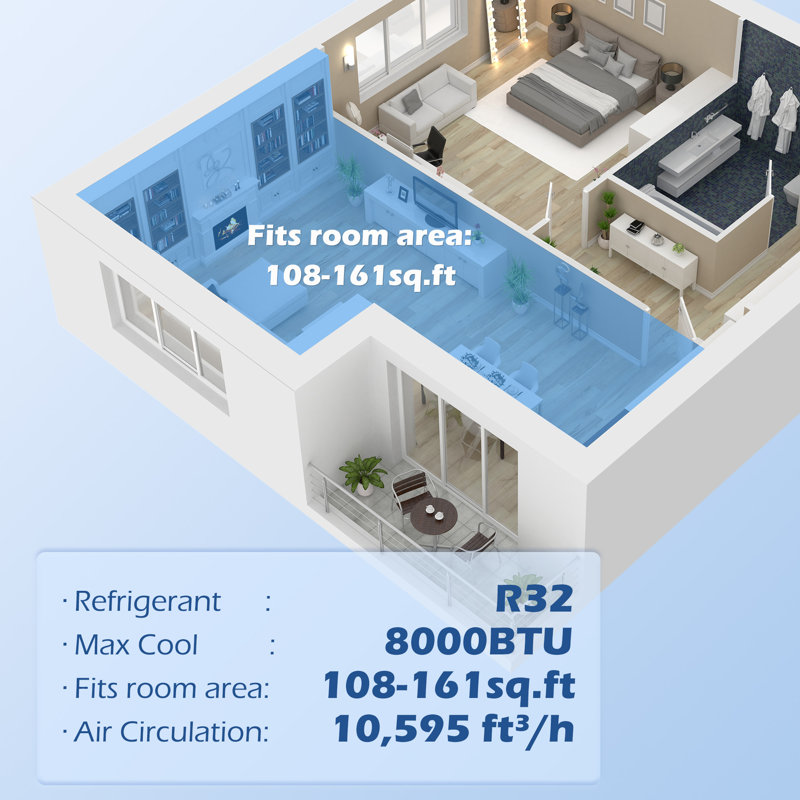 HomCom 8000 BTU Portable Air Conditioner for 344 Square Feet with Remote Included