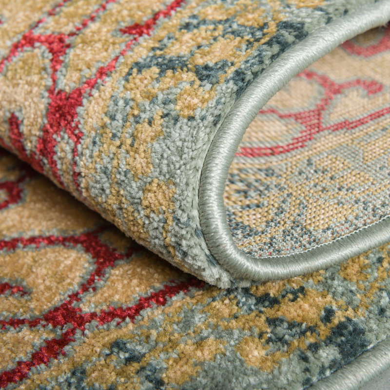 Tapis traditionnel Palazzo couleur ciel, Tapis de couloir 2 pi 7 po x 13 pi 1 po