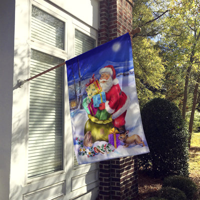 Drapeau de Noël des deux côtés père Noël avec lapins