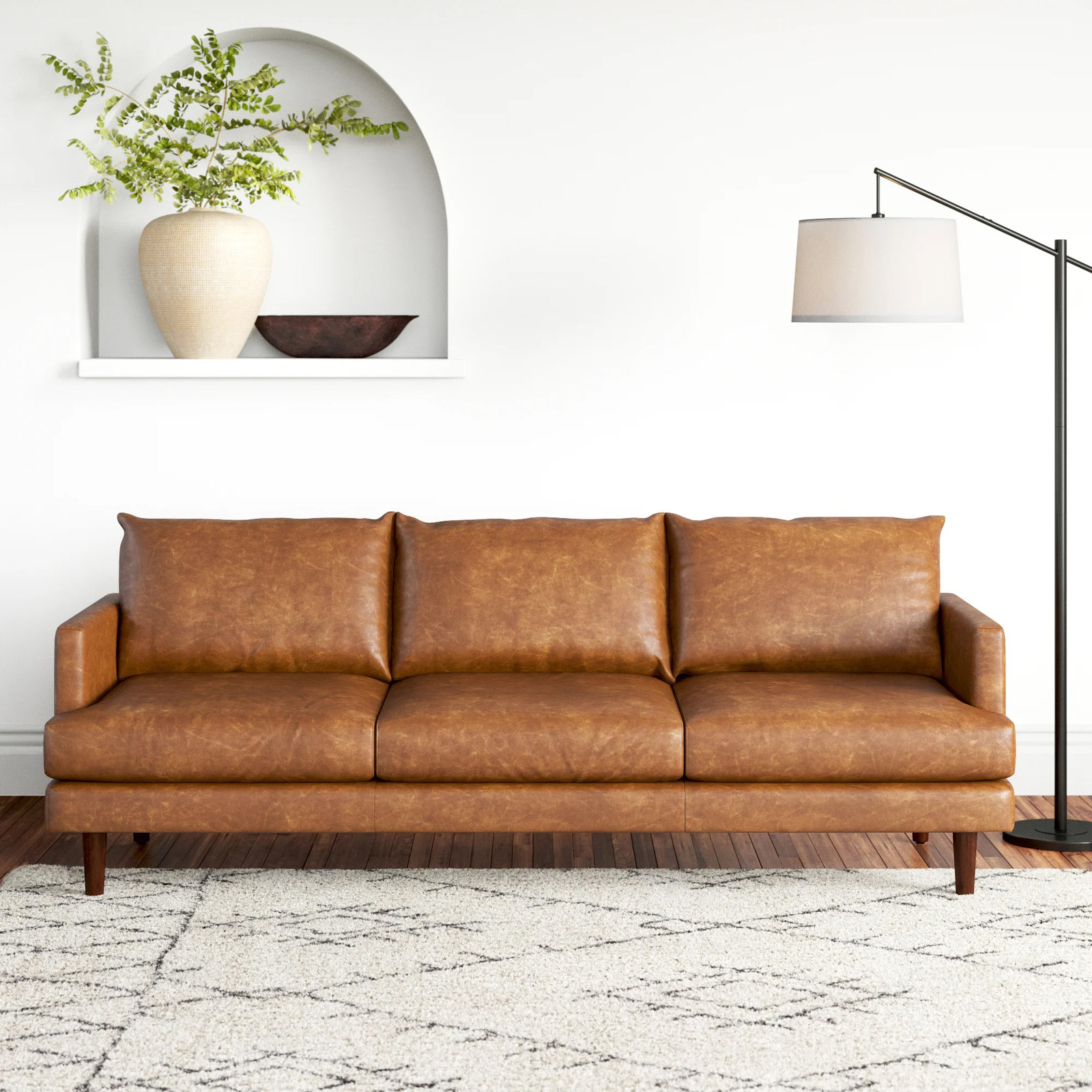 Girona 88" Full-Grain Genuine Italian Leather Sofa