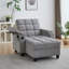 Chaise longue, canapé-lit avec dossier réglable à 6 positions, ports USB, porte-gobelet et table d'appoint pivotante-129598933
