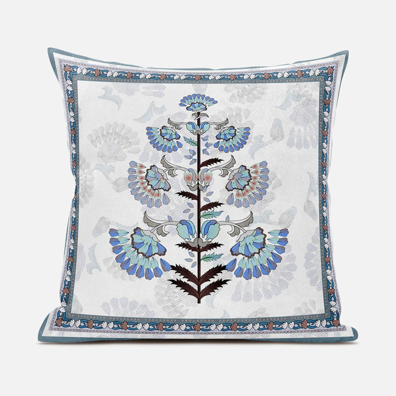 Housse et insert de coussin décoratif en polyester, 20 po x 20 po, Blanc / gris