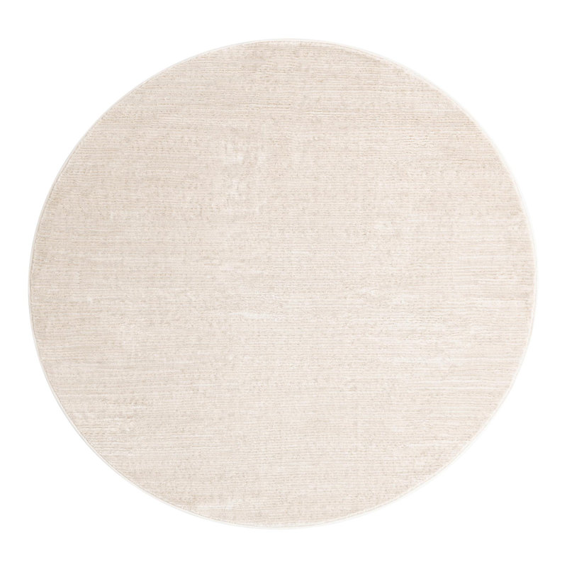Mclellan Solid Color Machine Made Power Loom Area Rug in Ivory, Round 6'1"