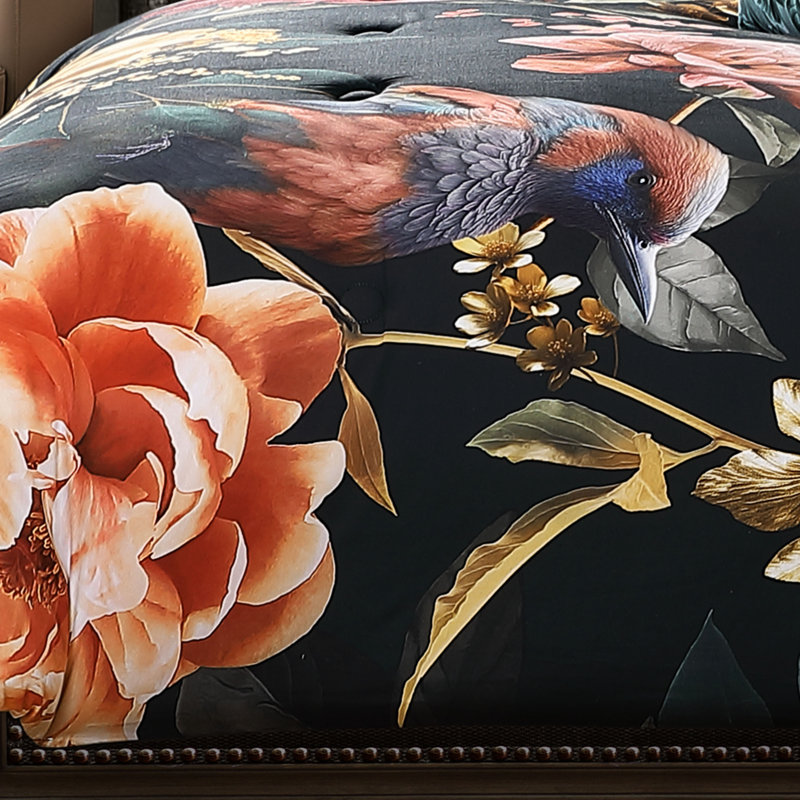 Ensemble d'édredon réversible 100% satin de coton 5 pièces Bebejan Botanical Birds