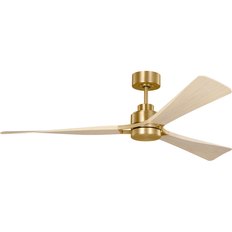 Trillium Smart 60 LED Ceiling Fan, Washed White Oak, Burnished Brass