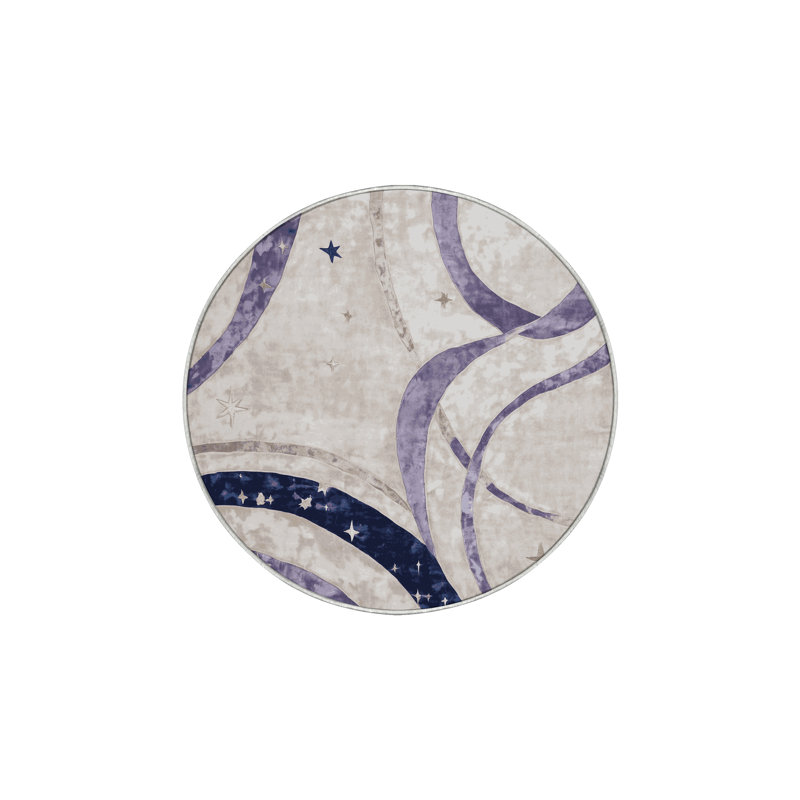 Tapis beige soyeux et moelleux, Rond 3 pi
