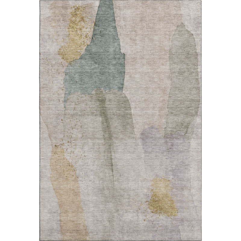 Tapis abstrait lavable à la machine Premium, Rectangle 2 pi 6 po x 3 pi 10 po